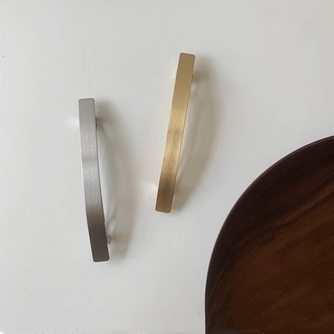 Minimalist Metal Hair Clip For Women Simple Brushed Texture Spring Barrette Gold Silver Geometric Rectangle Hairpin