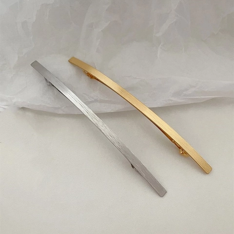 Fermaglio Per Capelli in Metallo Spazzolato Opaco Minimalista Per Donna Supporto Per Coda Di Cavallo Geometrico Elegante