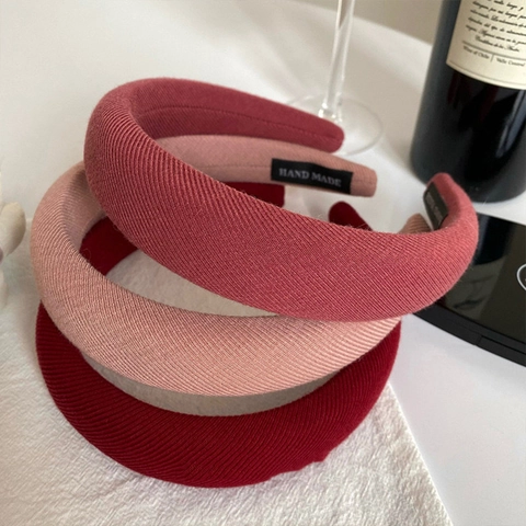 French Vintage Padded Sponge Headband For Women Sweet Ribbed Knitted Cloth Hair Band Solid Color Hair Hoop Accessories