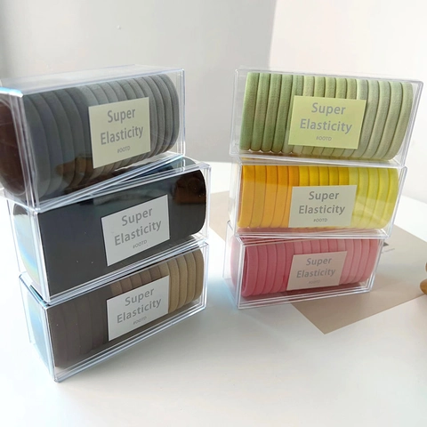 Nahtlose Haargummis Mit Hoher Elastizität Boxed Set Mehrfarbige Stoff Haarbänder Keine Haarschäden Pferdeschwanz Halter Damen
