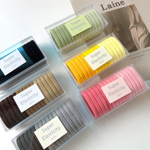 Nahtlose Haargummis Mit Hoher Elastizität Boxed Set Mehrfarbige Stoff Haarbänder Keine Haarschäden Pferdeschwanz Halter Damen