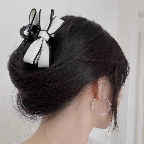 Vrouwen Elegante PU Leer Strik Haarklem Grote Vlinder Haarklem Mode Haaraccessoires Voor Dagelijkse Styling