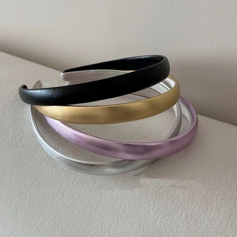 Cerchietto in Ecopelle Tinta Unita Vintage per Donna Fascia per Capelli Elegante Minimalista Accessori per Capelli Quotidiani
