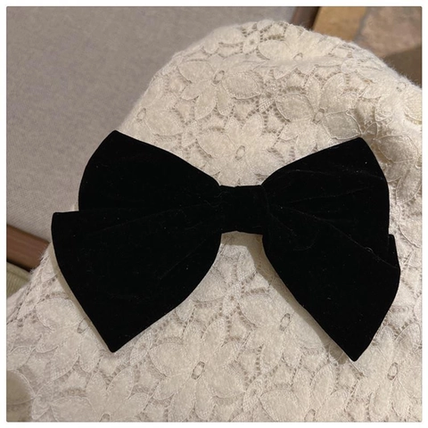 Handmade Black Velvet Bow Hair Clip For Women French Vintage Elegant Large Ribbon Hairpin Back Head Styling Accessories