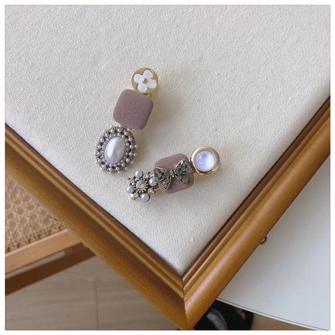 Elegante Fermaglio per Capelli in Lega con Perle Artificiali per Donna Retrò Fiocco Strass Fermaglio Laterale Design a Trifoglio Accessori per Capelli