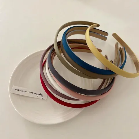 Diadema Delgada de Satén Retro Minimalista para Mujer Color Sólido Estilo Coreano Banda para el Cabello Elegantes Accesorios