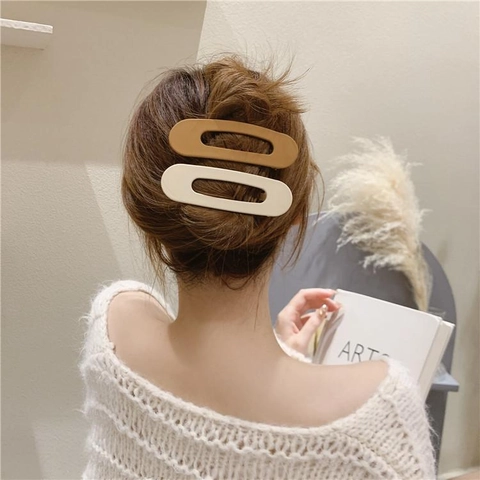 Fermaglio per Capelli Ovale Traforato Opaco Minimalista Stile Coreano Forcina a Becco d'Anatra in Plastica Accessori per Capelli Donna