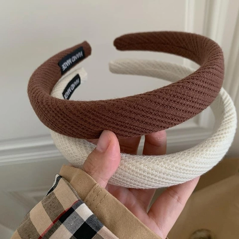 Französisch Gestrickter Gepolsterter Haarreif Waffelstruktur Schwammgefülltes Dickes Stirnband Für Damen Tägliche Gesichtswäsche