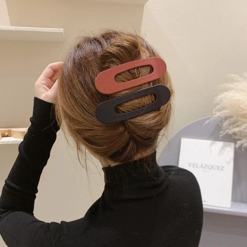 Fermaglio per Capelli Ovale Traforato Opaco Minimalista Stile Coreano Forcina a Becco d'Anatra in Plastica Accessori per Capelli Donna