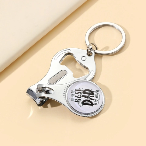 Stainless Steel Best Dad Keychain Multi-functional Nail Clipper Bottle Opener Father Day Gift Key Ring Practical Men