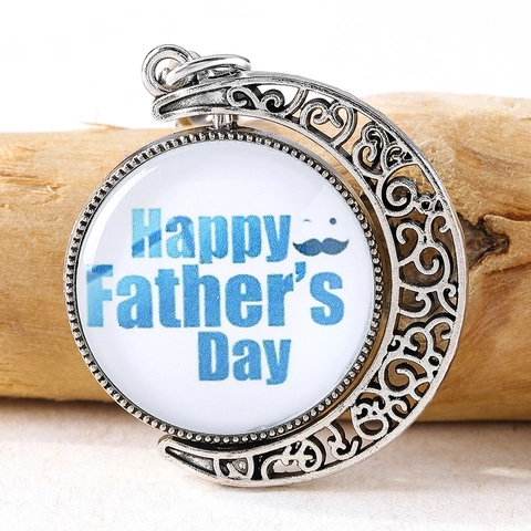 Vintage Silber Sichelmond Rotierender Schlüsselanhänger Für Vater Herren Happy Father's Day Geschenk Schmuck Schlüsselring Zubehör