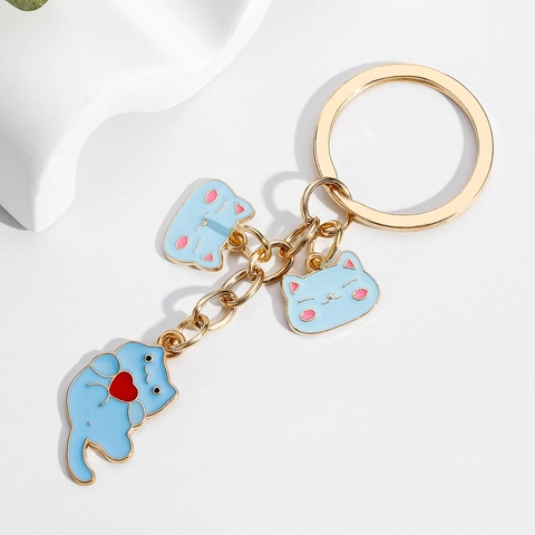 Süßer Cartoon Katze Herz Emaille Metall Schlüsselanhänger Schöne Kätzchen Tasche Charme Auto Schlüsselring Anhänger Valentinstag Geschenk
