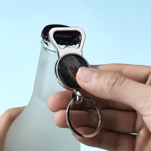 Red Cardinal Bird Glass Dome Metal Keychain Bottle Opener Portable Silver Zinc Alloy Key Ring For Bags Car Decor Gift
