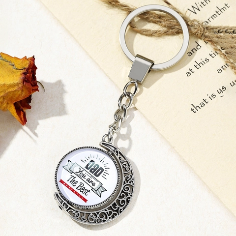 Vatertag Geschenk Sichelmond Drehbarer Metall Schlüsselanhänger Silber Legierung Dad You Are The Best Briefing Schlüsselring Anhänger