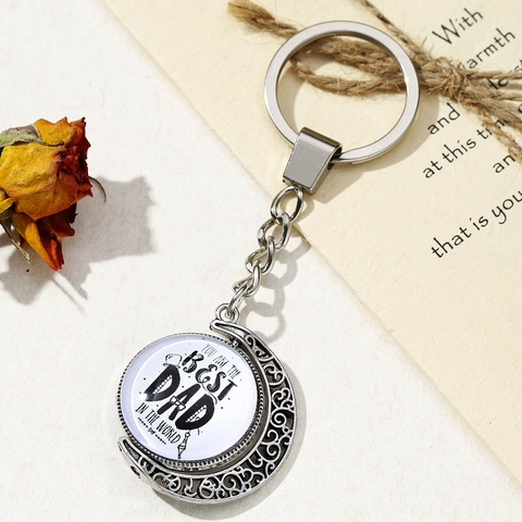 Vatertag Rotierender Sichelmond Schlüsselanhänger Best Dad In The World Gravierter Silber Legierung Schlüsselanhänger Geschenk Vater