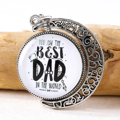 Vatertag Rotierender Sichelmond Schlüsselanhänger Best Dad In The World Gravierter Silber Legierung Schlüsselanhänger Geschenk Vater