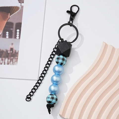 Portachiavi in Perline di Legno alla Moda Pois Buffalo Plaid Ciondolo per Borsa Auto per Donna Ragazze Accessori