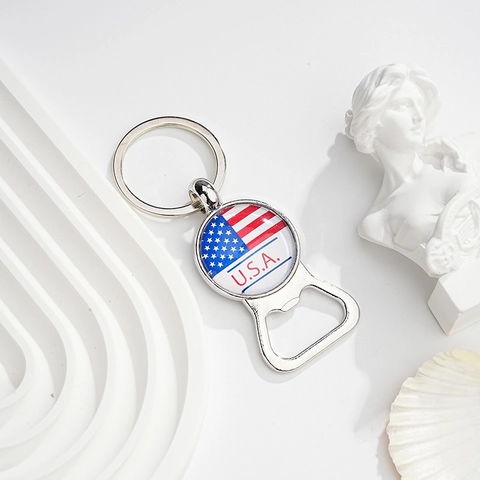 Metall Flaschenöffner Schlüsselanhänger Amerikanische Flagge Adler USA Thema Bieröffner Schlüsselring Vatertag Geschenk Patriotischer Schmuck Zubehör