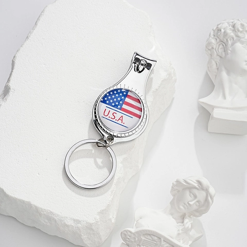 Multifunktions Nagelknipser Schlüsselanhänger Mit Bierflaschenöffner Amerikanische Flagge Adler Muster Edelstahl Schlüsselring Vatertag Geschenk