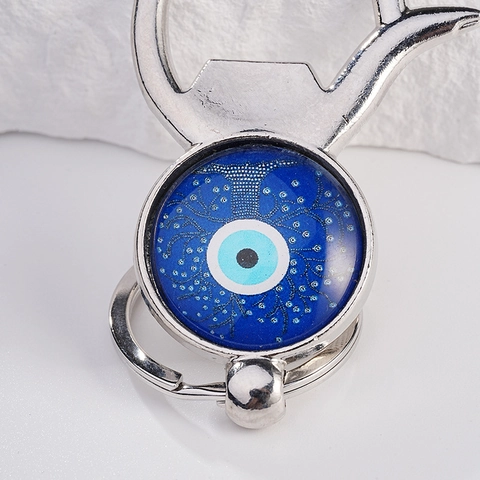 Evil Eye Bottle Opener Keychain Silver Alloy Metal Nazar Charm Key Ring For Men Women Father's Day Gift Party Accessory