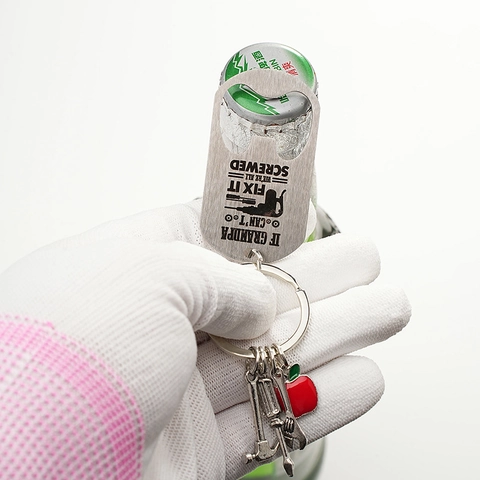 Tool Bottle Opener Keychain For Grandpa Stainless Steel Wrench Hammer Screwdriver Charm Funny Key Ring Pendant Gift