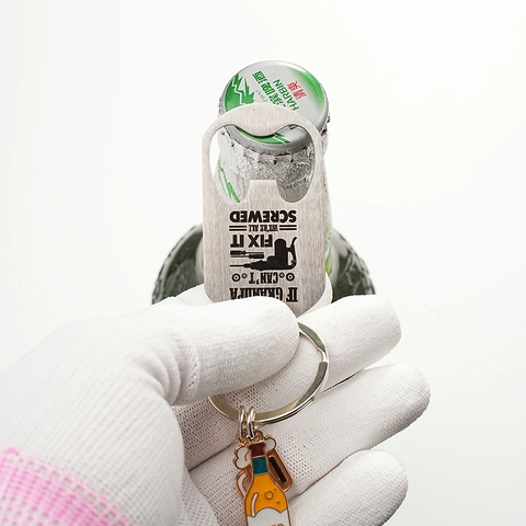 Stainless Steel Grandpa Fix It Bottle Opener Keychain Funny Father's Day Gift With Beer Bottle Cup Enamel Charms Keyring