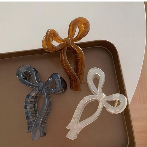Elegante Molletta per Capelli a Grande Fiocco in Plastica Traslucida Pinza a Granchio per Donna Ragazza Accessori per Capelli