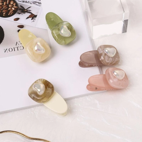 Fermaglio per Capelli Dolce Cuore Marmo Stile Coreano Resina Plastica Clip Laterale a Becco d'Anatra Accessori per Capelli Donna Ragazza
