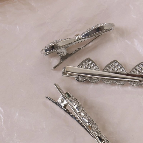 Fermagli per Capelli a Becco d'Anatra Y2K in Lega Argento con Strass Stella Cuore Fiore Fiocco per Donna Accessori Capelli