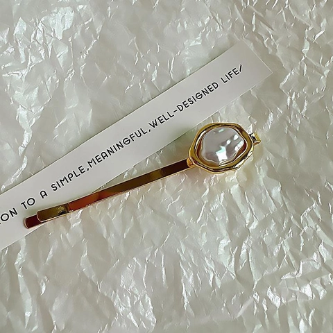 Elegante Fermaglio per Capelli con Perla Artificiale Irregolare in Metallo Barrette Moda Geometrica Clip Laterale per Donna Gioielli