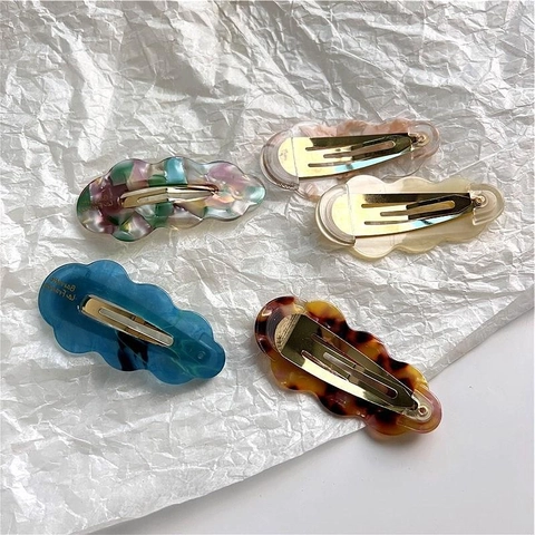 Fermaglio per Capelli in Acrilico a Forma di Nuvola in Stile Coreano Vintage per Donna Fermagli per Capelli con Texture Marmo Tartarugato Forcine in Acetato Minimaliste Accessori per lo Styling