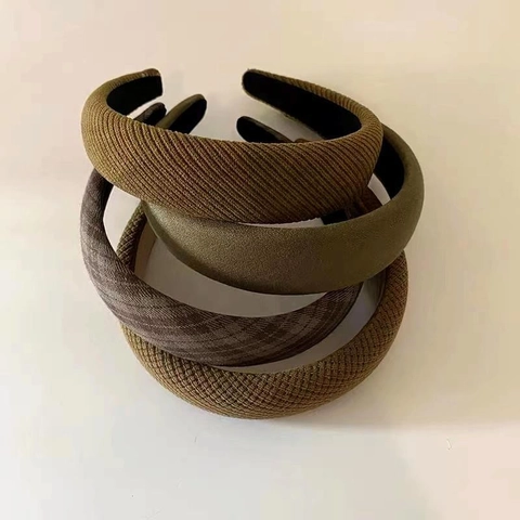 Diadema De Esponja Engrosada Vintage Para Mujer Estilo Francés Retro Tela Acolchada Banda Para Cabello Color Morandi Accesorio