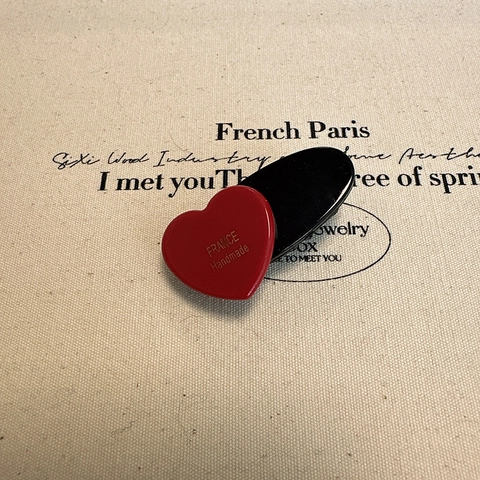 Vintage Red Heart Round Velvet Hair Clip Simple French Style Hair Accessory For Women Girls Handmade BB Duckbill Clip