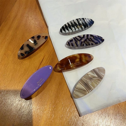 Französischer Stil Acetat Oval Haarklammer Für Damen Vintage Schildpatt Marmor Geometrisches Muster Handgefertigt Federclip Haarschmuck Mode Schmuck