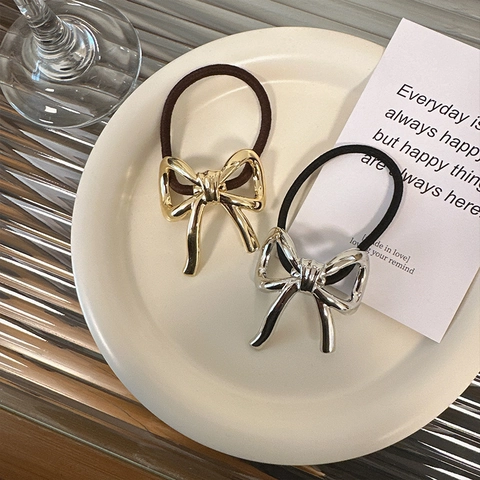 Haargummi Mit Metallschleife Im Koreanischen Stil Hochelastischer Legierungsschleifen-Pferdeschwanzhalter Minimalistischer Haarkringel