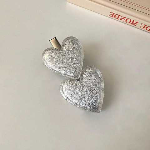 Pince à Cheveux Forme de Cœur Texture Pailletée Alliage Style Coréen Y2K Bec de Canard pour Femmes Accessoires Cheveux