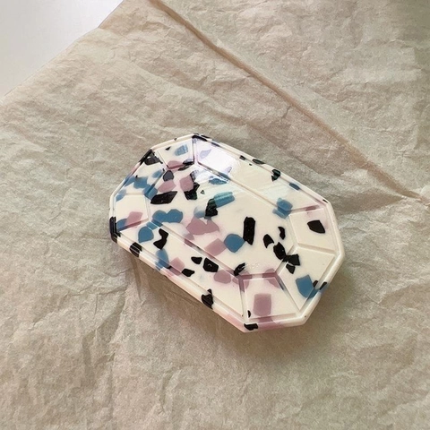 Fermaglio per Capelli a Molla in Acetato Retro Geometrico Taglio Smeraldo Marmo Terrazzo Accessorio per Capelli Donna