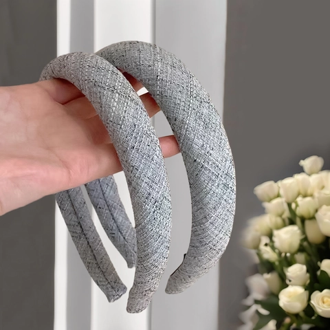 Damen Vintage Tweed Gepolstertes Stirnband Hohes Top Webstruktur Haarband Elegantes Schwamm Kopfschmuck Für Den Alltag Haarzubehör