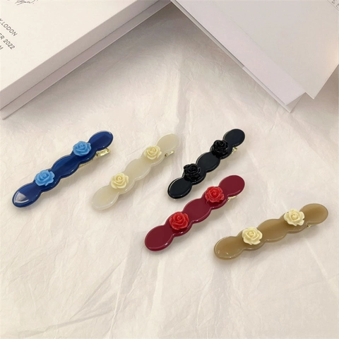 Estilo Coreano Acetato Rosa Flor Pinza para el Cabello Elegante Empalme Color Hecho a Mano Clip Lateral Pinza para el Flequillo Mujer Dulce Accesorios para el Cabello