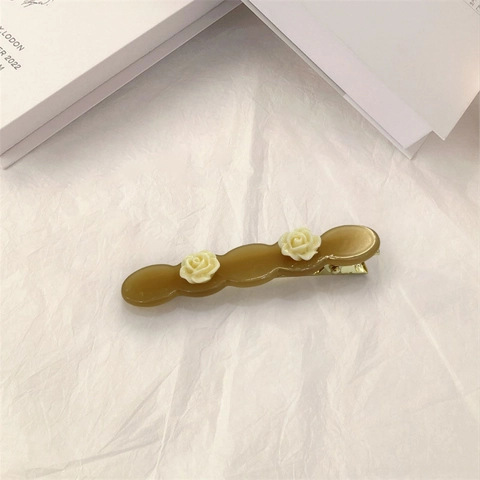 Estilo Coreano Acetato Rosa Flor Pinza para el Cabello Elegante Empalme Color Hecho a Mano Clip Lateral Pinza para el Flequillo Mujer Dulce Accesorios para el Cabello
