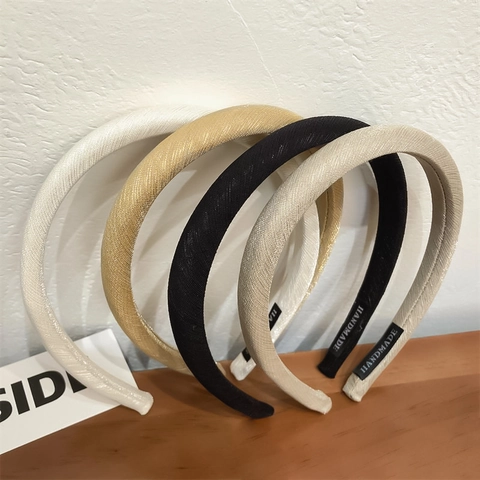 Diadema Acolchada de Color Sólido Minimalista Banda de Pelo de Esponja Antideslizante Elegante Hecho a Mano Mujer