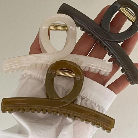 Damen Große Acryl Haarkralle Koreanischer Stil Vintage Marmormuster Starker Halt Dickes Haar Zubehör Haarklammer