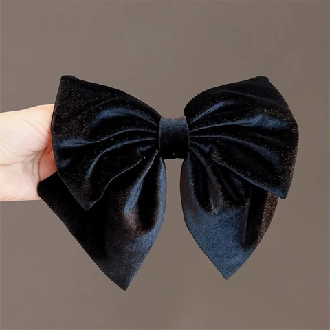 Vintage Übergroße Samt Doppellagige Schleife Haarspange Elegant Weinrot Schwarz Kopfschmuck Für Damen Haarschmuck