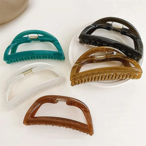 Molla per Capelli Semicircolare Cava Minimalista Grande Stile Francese Colore Morandi Gelatina Plastica Clip per Donna