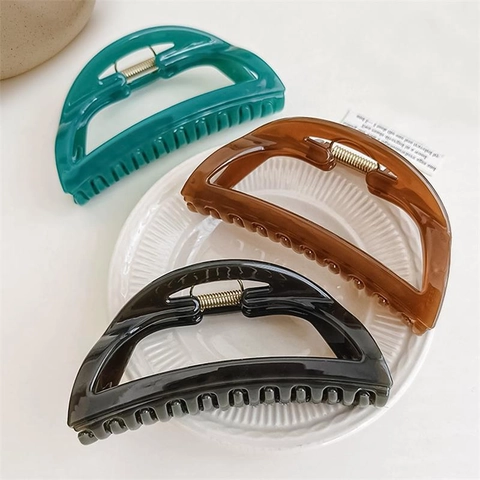 Molla per Capelli Semicircolare Cava Minimalista Grande Stile Francese Colore Morandi Gelatina Plastica Clip per Donna