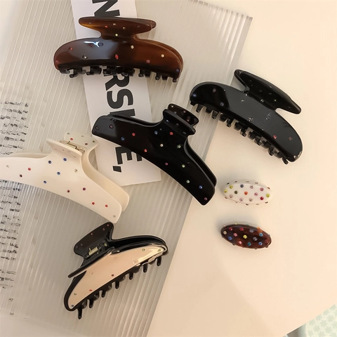 Koreanischer Stil Süß Celluloseacetat Haarklammer Bunte Strass Große Haarkralle Haarschmuck Accessoire Für Damen
