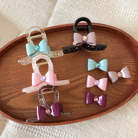 Pinza per Capelli con Fiocco in Stile Coreano per Donna Elegante Fermaglio a Squalo in Plastica con Strass Accessori per Capelli di Alta Qualità