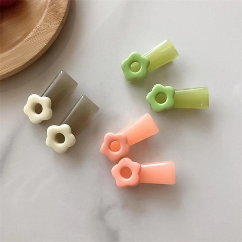 Mollette per Capelli in Resina a Fiore Macaron Dolce per Donna Ragazza Clip a Becco d'Anatra Minimalista Accessori