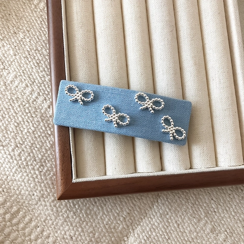 Dames Denim Stof Strik Haarspelden Zoete Lichtblauwe Legering BB Zijspelden Koreaanse Stijl Haaraccessoires