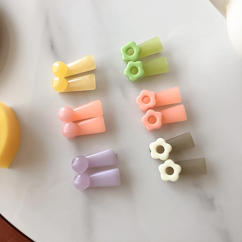 Mollette per Capelli in Resina a Fiore Macaron Dolce per Donna Ragazza Clip a Becco d'Anatra Minimalista Accessori